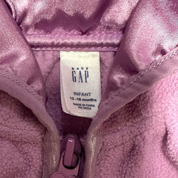 Baby Gap | Fleece Lined Zip Up Jacket | 12-18 Months | Lilac - Picture 2 of 4